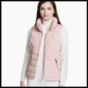 Calvin Klein Seamed  Puffer  Vest Blush in Metalic